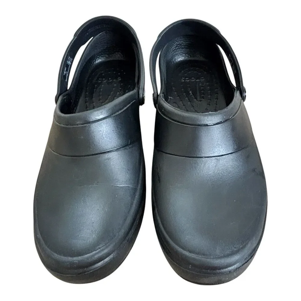 Crocs 10876 Mercy Work Clogs Women Size 7 Black Slip Resistant Nursing Chef Shoe